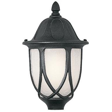 Exterior Post Lantern in Black with Satin Crackled