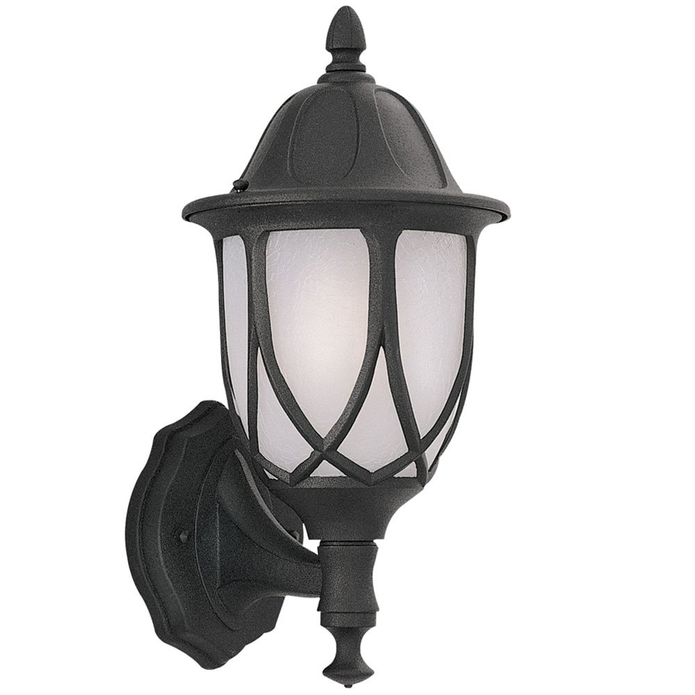 6" Wall Lantern in Black with Satin Crackled