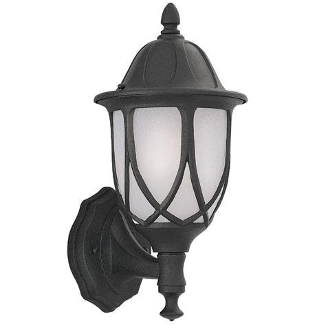 Exterior Wall Lantern in Black with Satin Crackled