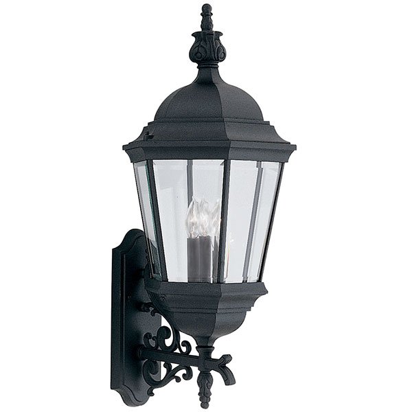 13" Wall Lantern in Black with Clear