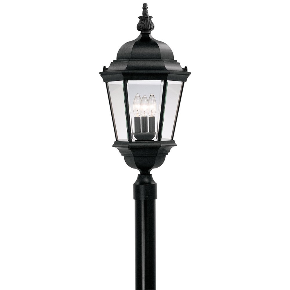 13" Post Lantern in Black with Clear