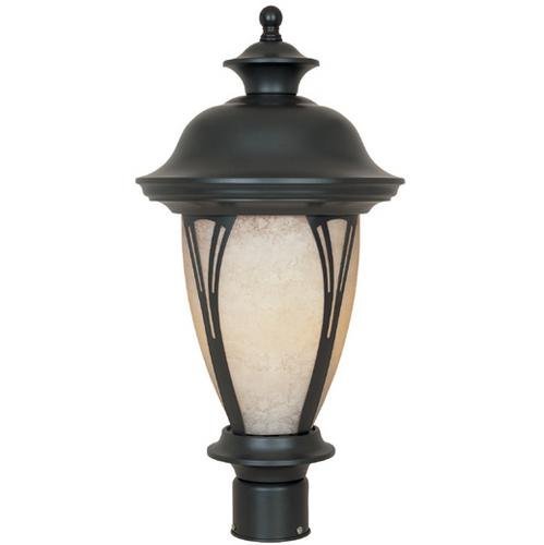 Exterior Post Lantern in Bronze with Amber