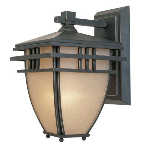 Exterior Wall Lantern in Aged Bronze Patina with Ochere