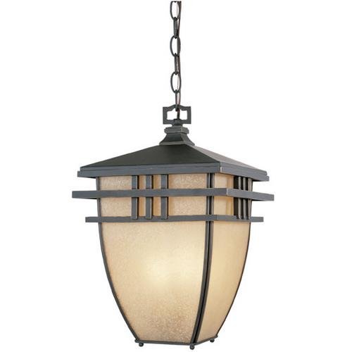 Exterior Hanging Lantern in Aged Bronze Patina with Ochere
