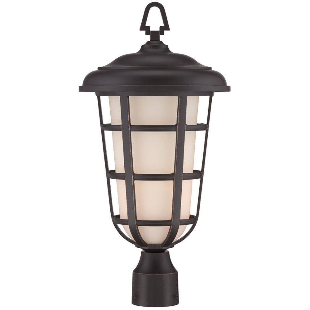 10" Post Lantern in Aged Bronze Patina with White Opal