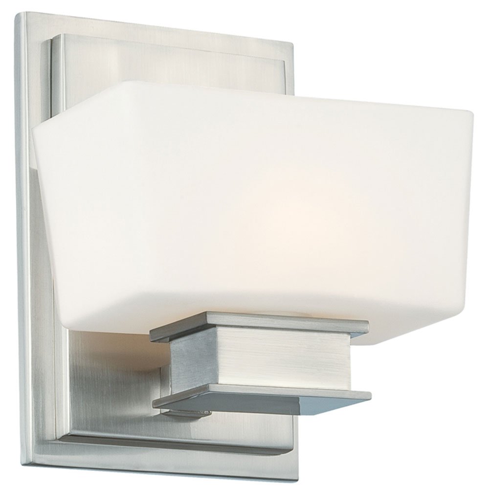 Wall Sconce in Satin Platinum with Frosted White Inside