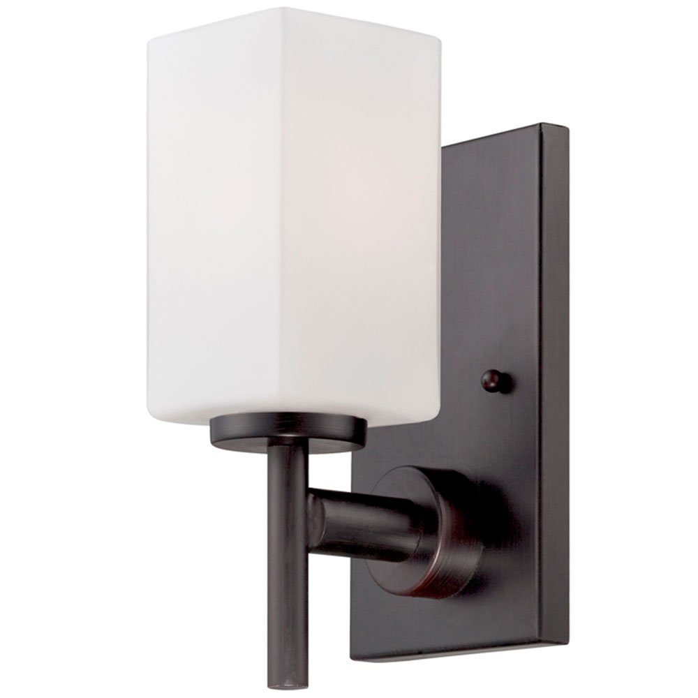 Wall Sconce in Biscayne Bronze with Frosted White Inside