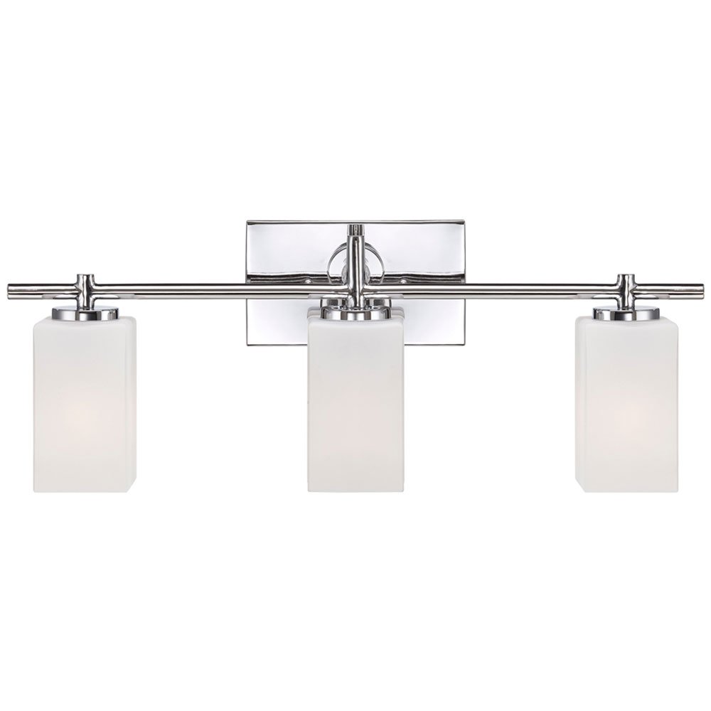 3 Light Bath Bar in Chrome with Frosted White Inside