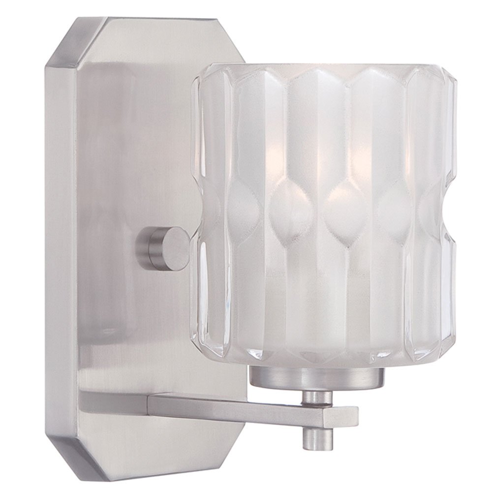 Wall Sconce in Satin Platinum with Clear Etched