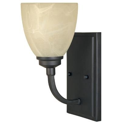 Wall Sconce in Burnished Bronze with Tea Stained Alabaster