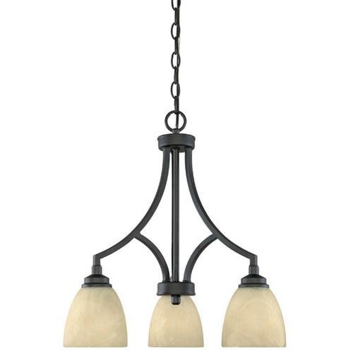 Mini Chandelier in Burnished Bronze with Tea Stained Alabaster