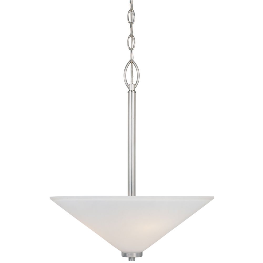 Inverted Pendant in Satin Platinum with Frosted White