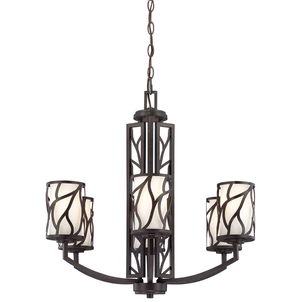 6 Light Chandelier in Artisan with White Opal