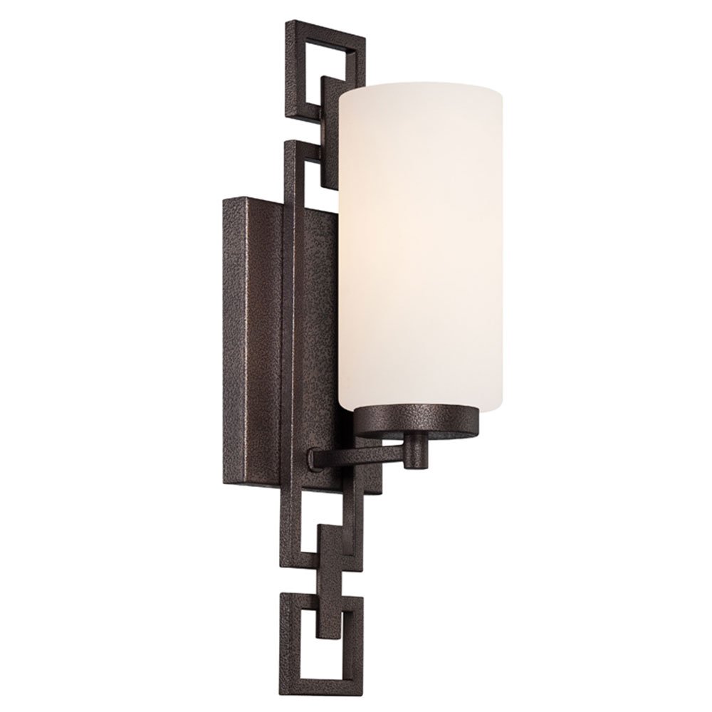 Wall Sconce in Flemish Bronze with White Opal
