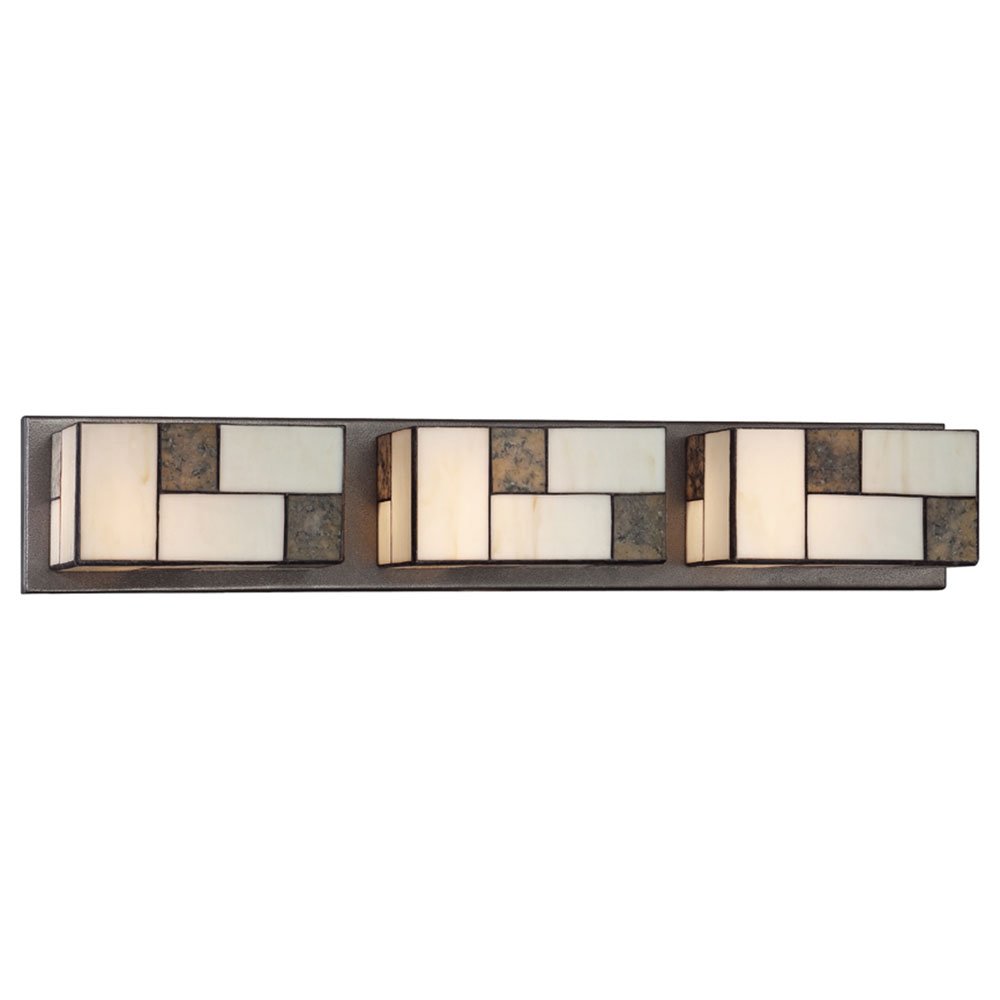 3 Light Bath Bar in Charcoal with Art Glass