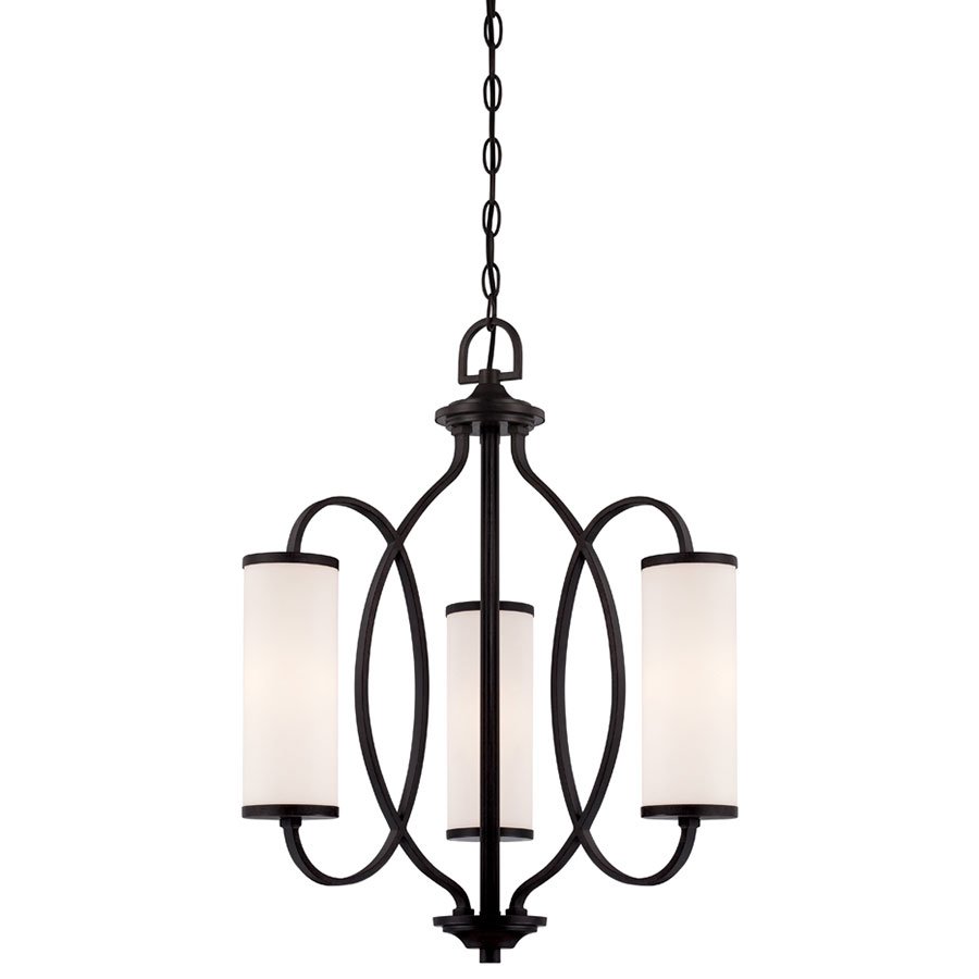 3 Light Chandelier in Artisan with White Opal