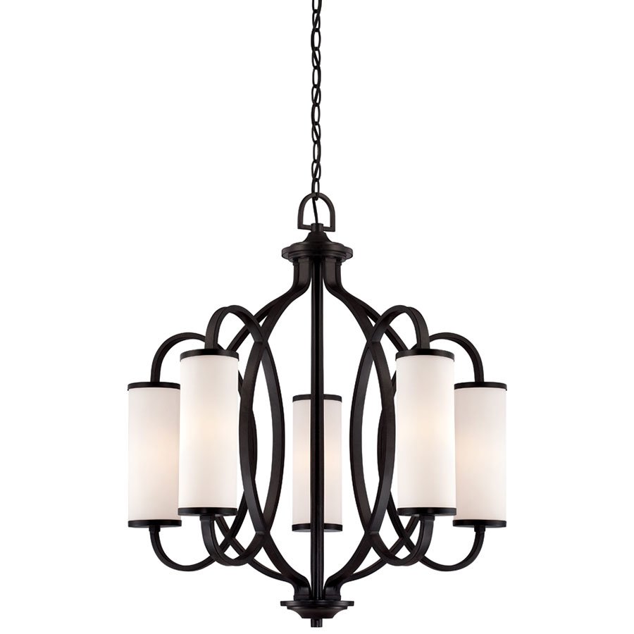 5 Light Chandelier in Artisan with White Opal