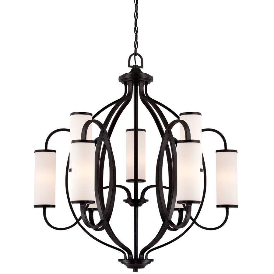 9 Light Chandelier in Artisan with White Opal