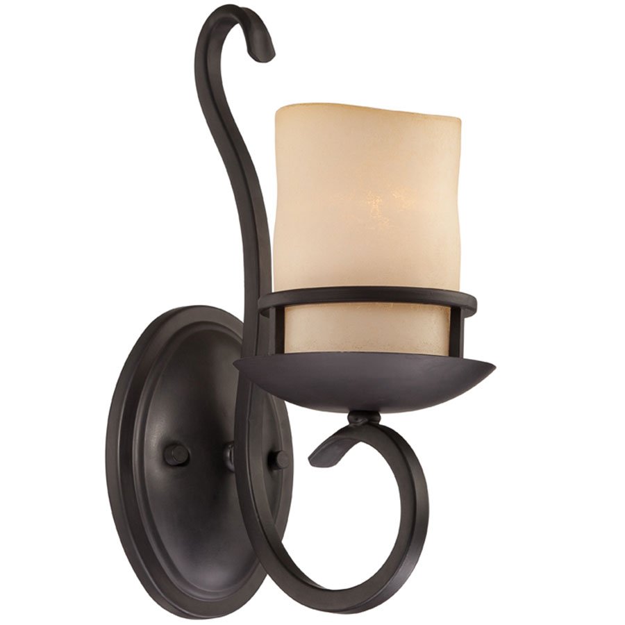 Wall Sconce in Natural Iron with Warm Amber Glaze