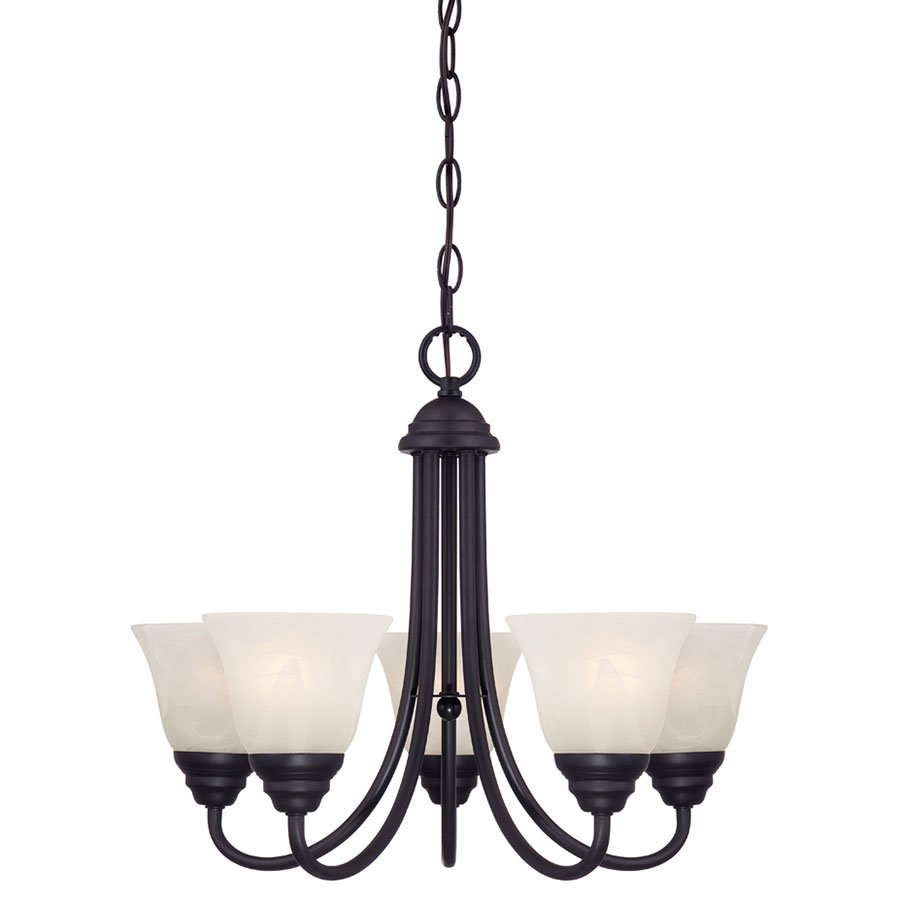 5 Light Chandelier in Oil Rubbed Bronze with Frosted