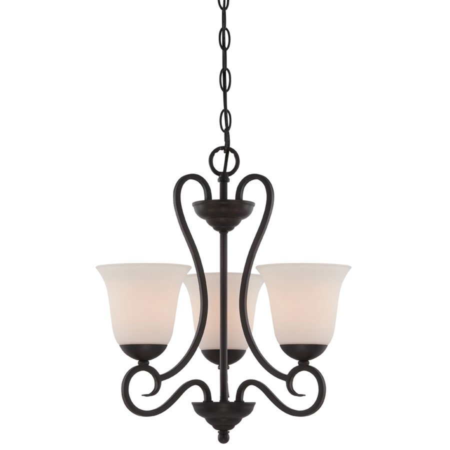 3 Light Chandelier in Oil Rubbed Bronze with Frosted