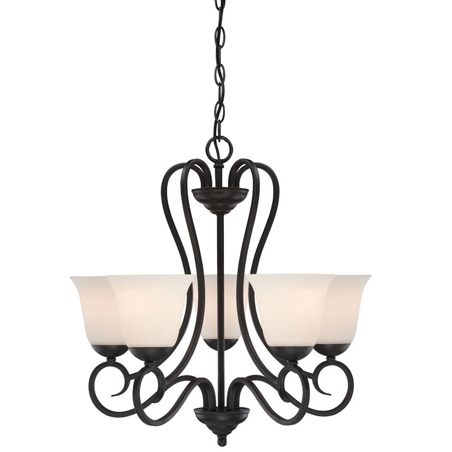 5 Light Chandelier in Oil Rubbed Bronze with Frosted