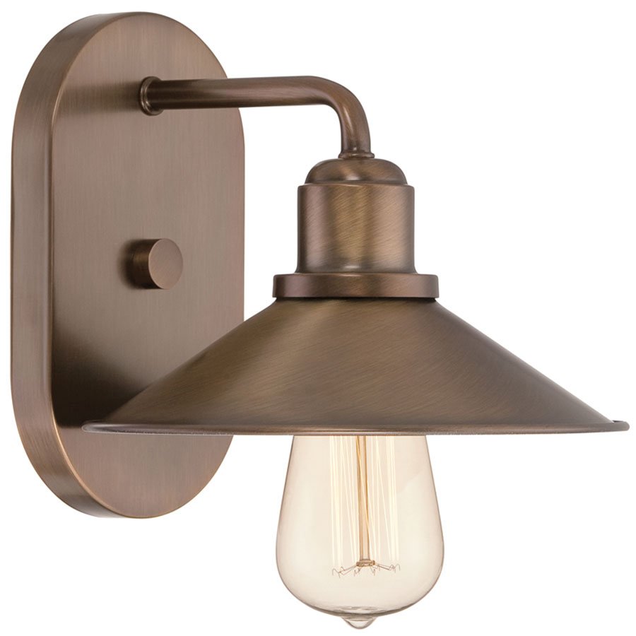Wall Sconce in Old Satin Brass with Metal Shade