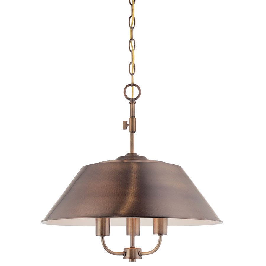 Inverted Pendant in Old Satin Brass with Metal Shade