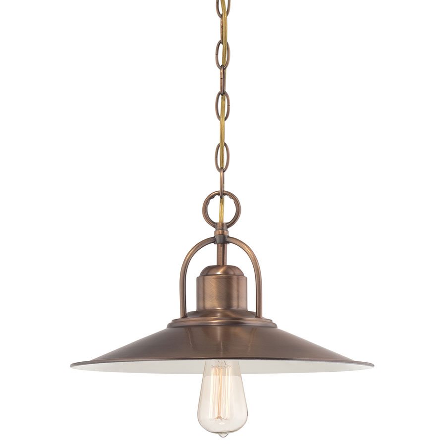 Down Pendant in Old Satin Brass with Metal Shade