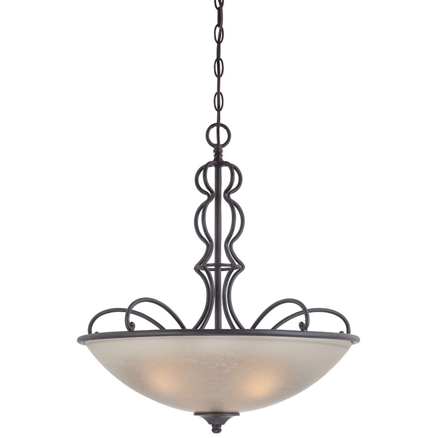 Inverted Pendant in Natural Iron with Satin Chenille