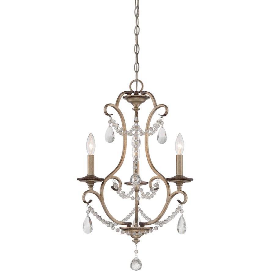 3 Light Chandelier in Argent Silver with Satin White