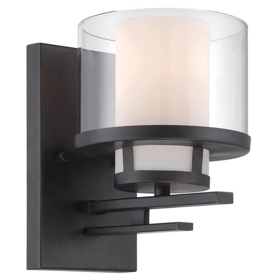Wall Sconce in Biscayne Bronze with Clear and Frosted