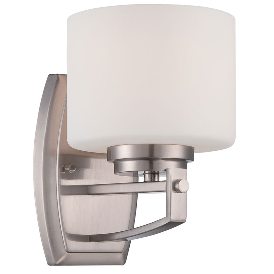 Wall Sconce in Satin Platinum with White Opal