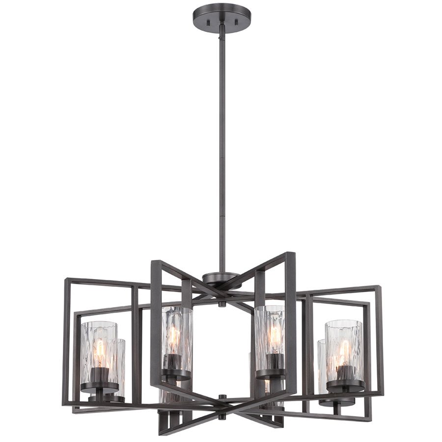 8 Light Chandelier in Charcoal with Rain