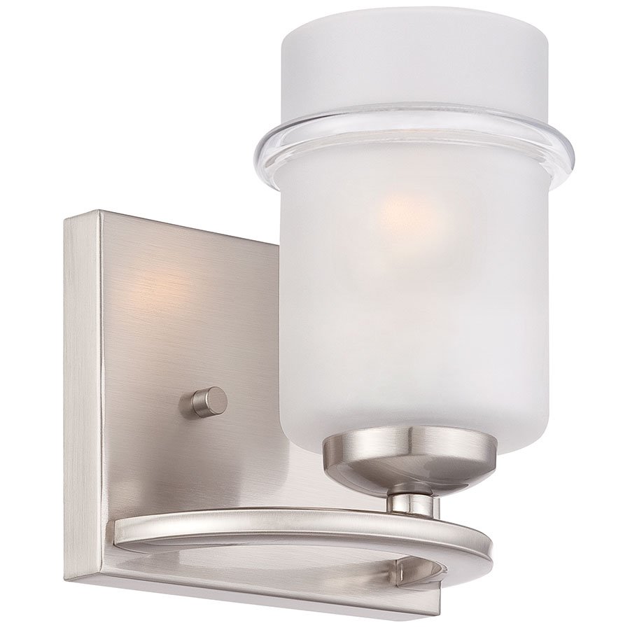 Wall Sconce in Satin Platinum with Satin Etched