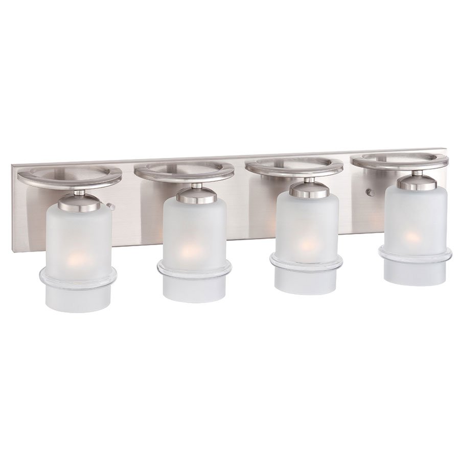 4 Light Bath Bar in Satin Platinum with Satin Etched