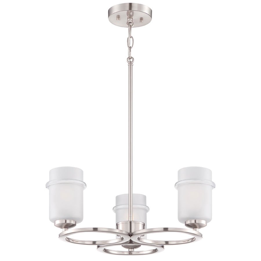 3 Light Chandelier in Satin Platinum with Satin Etched