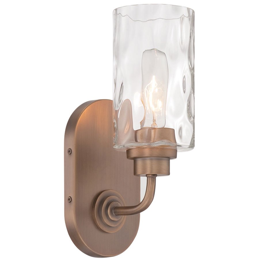 Wall Sconce in Old Satin Brass with Blown Hammered