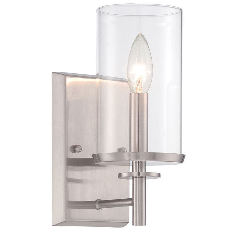 Wall Sconce in Satin Platinum with Clear