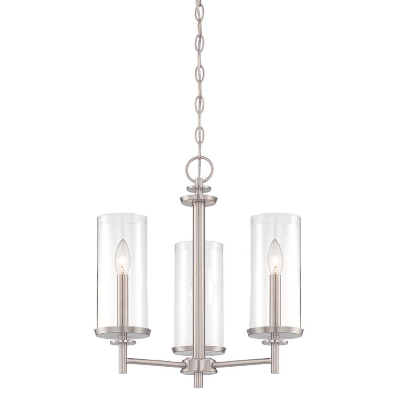 3 Light Chandelier in Satin Platinum with Clear