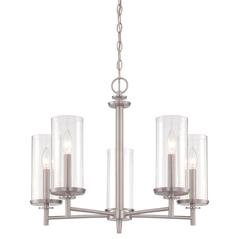5 Light Chandelier in Satin Platinum with Clear