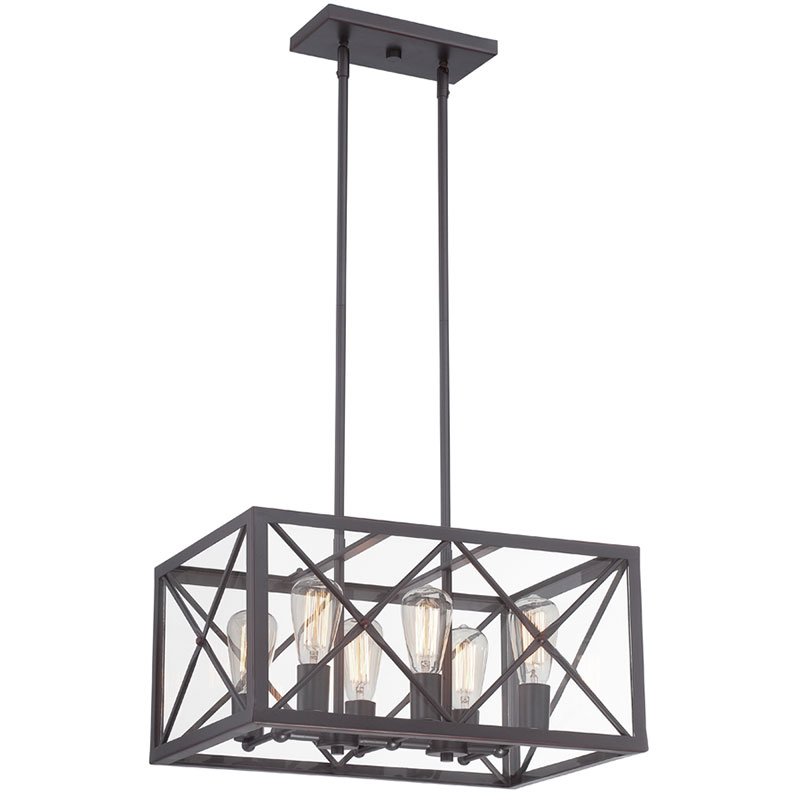 6 Light Chandelier in Satin Bronze with Clear