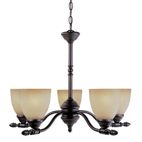 Interior Chandelier in Oil Rubbed Bronze with Warm Amber Glaze