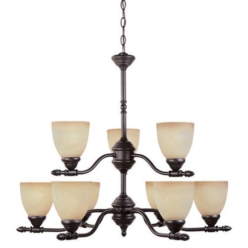 Interior Chandelier in Oil Rubbed Bronze with Warm Amber Glaze