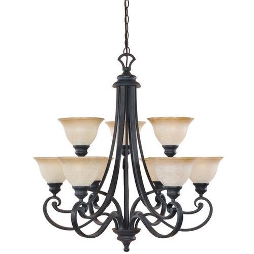 Interior Chandelier in Natural Iron with Ochere