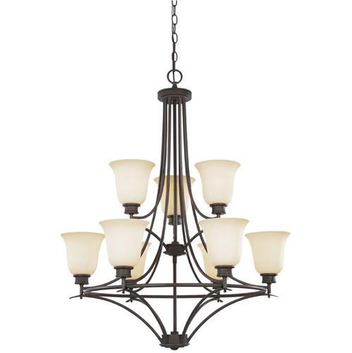 Interior Chandelier in Oil Rubbed Bronze with Satin Bisque