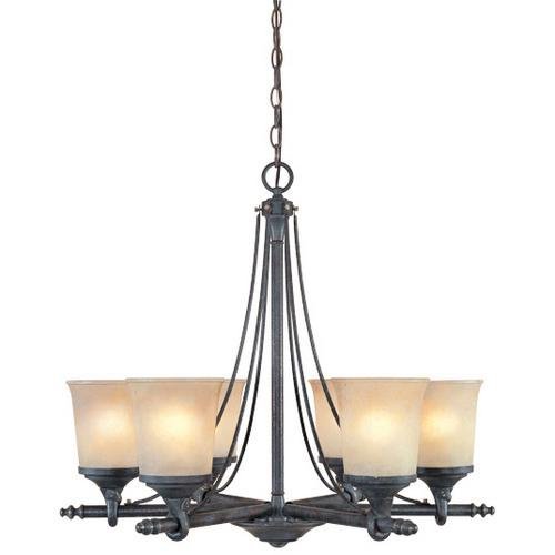 Interior Chandelier in Weathered Saddle with Satin Crepe
