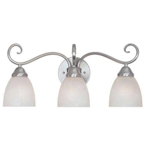 Interior Bath / Vanity / Wall Sconce in Satin Platinum with Faux Alabaster