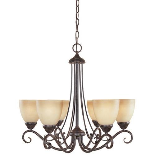 Interior Chandelier in Warm Mahogany with Amber Sandstone