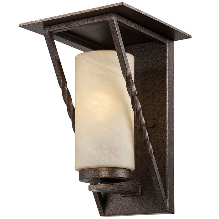 9" Wall Lantern - Energy Star in Flemish Bronze with Tea Stained French Swirl